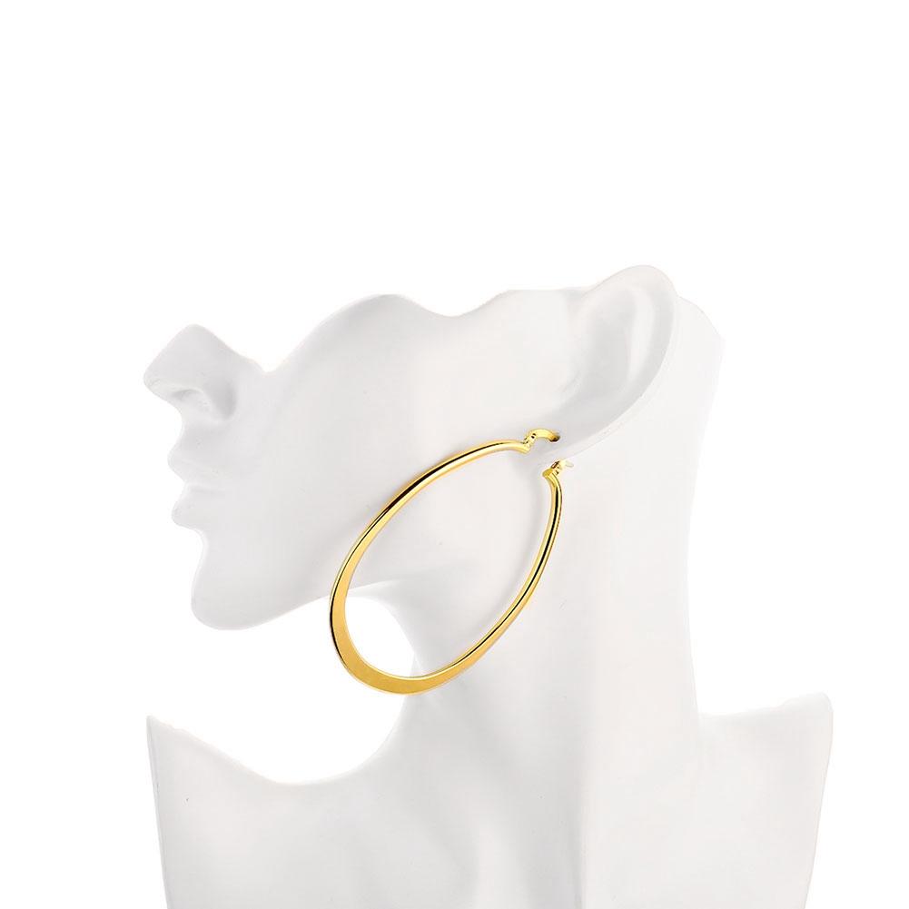 2.80" Flat Oval Hoop Earring in 18K Gold Plated