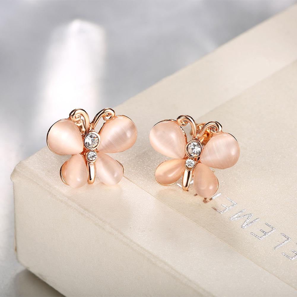 Butterfly Stud Earring in 18K Rose Gold Plated with  Crystals