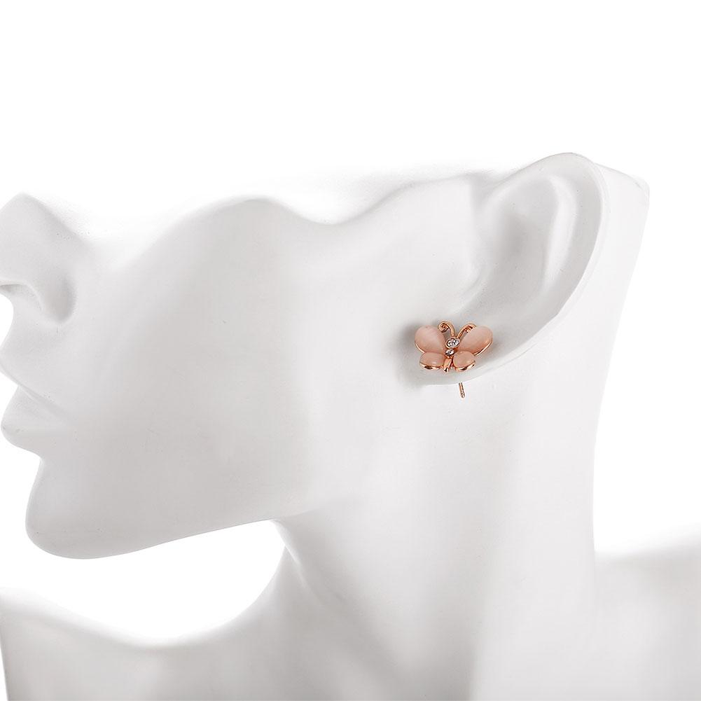 Butterfly Stud Earring in 18K Rose Gold Plated with  Crystals | Silver Milo