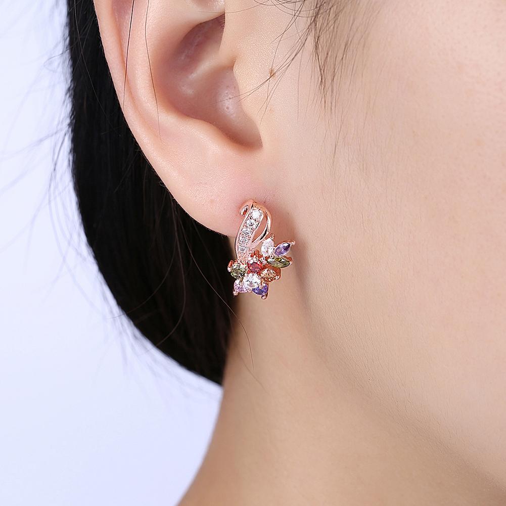 Mona Lisa Rainbow Stud Earring in 18K Rose Gold Plated with  Crystals | Silver Milo