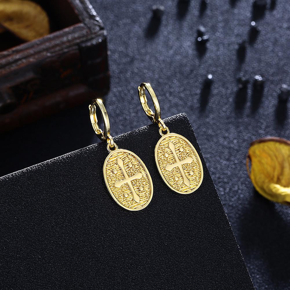 Cross Charm Drop  Earring in 18K Gold Plated