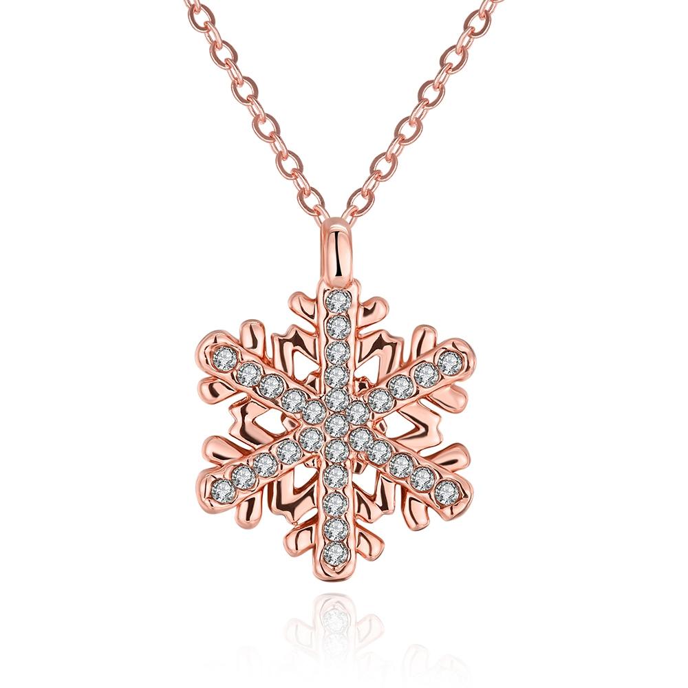 Christmas Snowflake Necklace in 18K Rose Gold Plated  Crystals