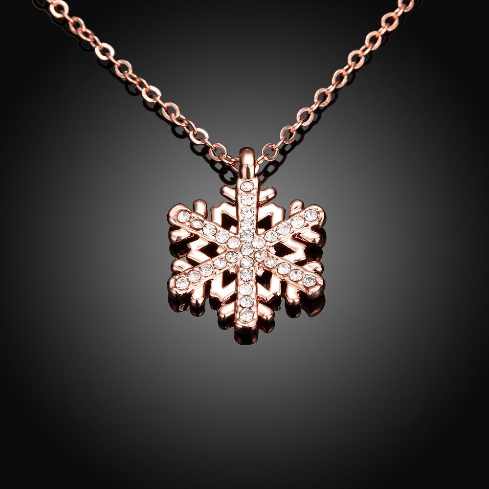 Christmas Snowflake Necklace in 18K Rose Gold Plated  Crystals