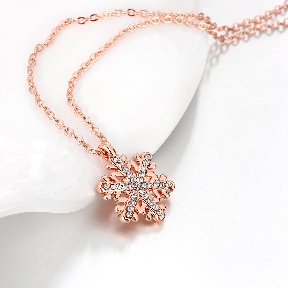 Christmas Snowflake Necklace in 18K Rose Gold Plated  Crystals