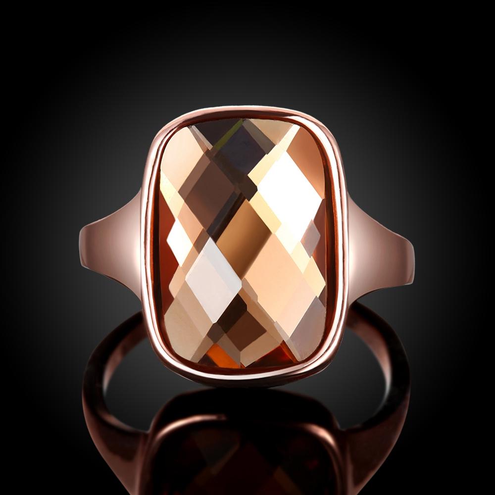 18K Rose  Gold Plated Ring made with Taupe  Crystals