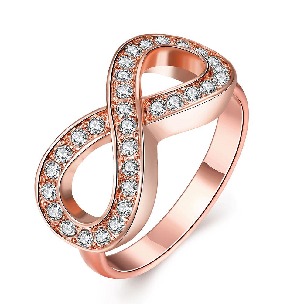 18K Rose Gold Plated Classic Pave Infinity Ring made with  Crystals | Silver Milo