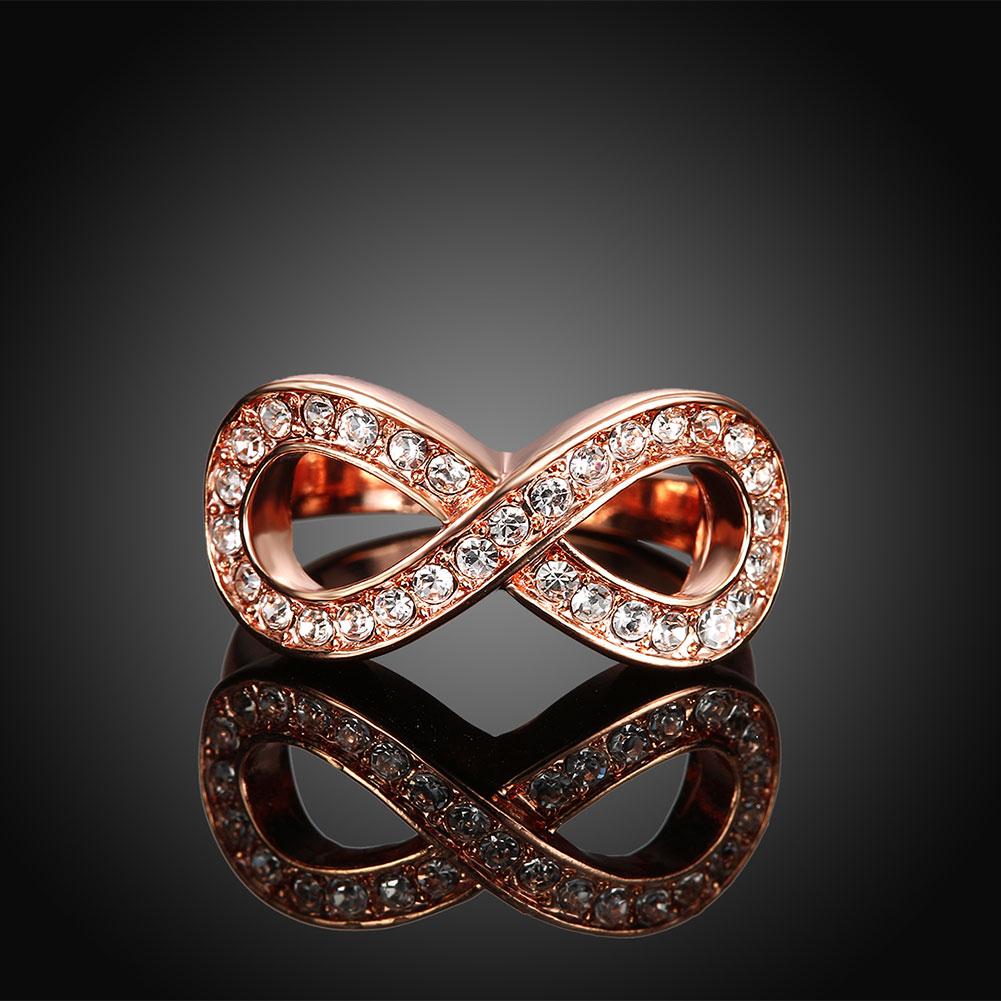 18K Rose Gold Plated Classic Pave Infinity Ring made with  Crystals