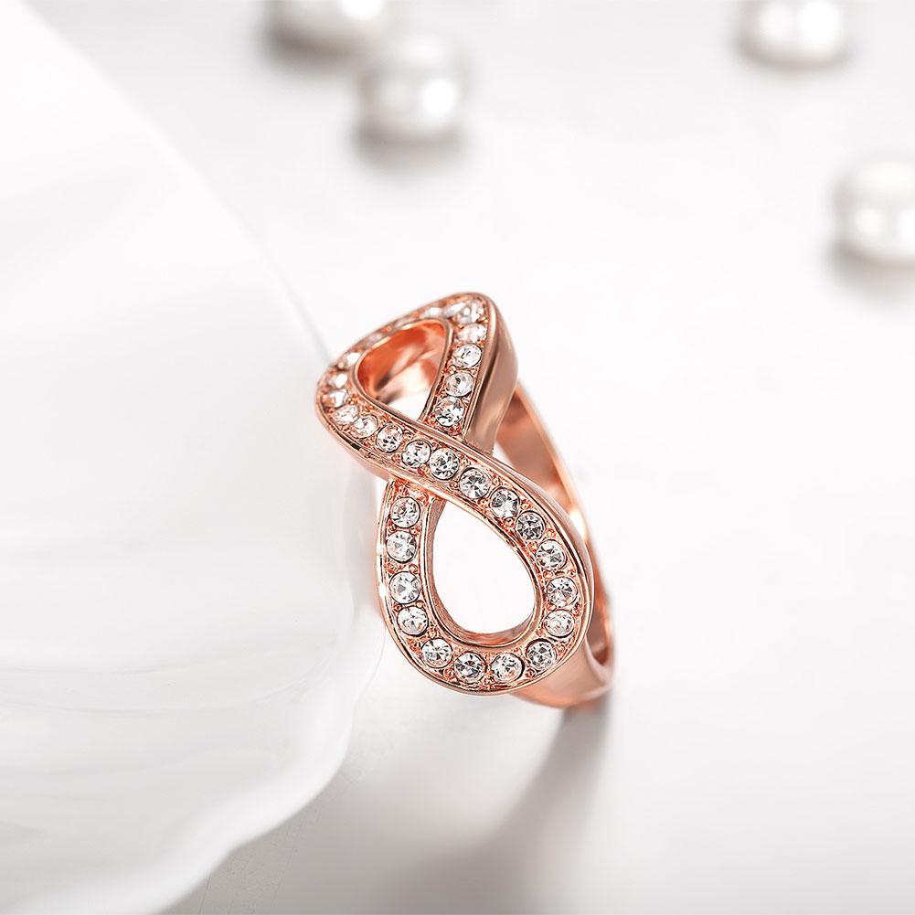 18K Rose Gold Plated Classic Pave Infinity Ring made with  Crystals