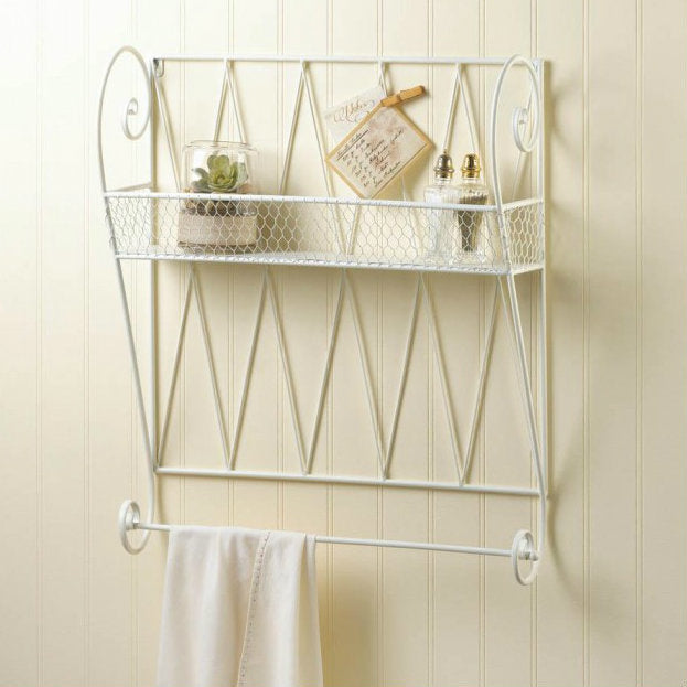 Summerfield Terrace 10018382 Scrolled White Wire Wall Shelf