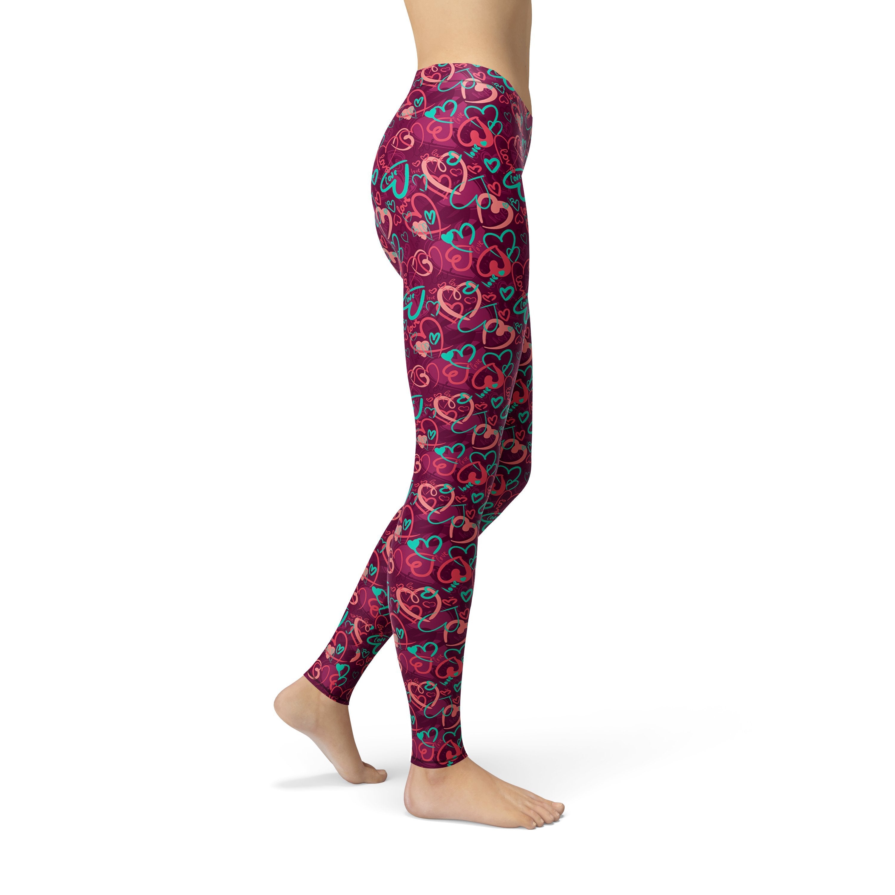 Avery Magenta Hearts Leggings