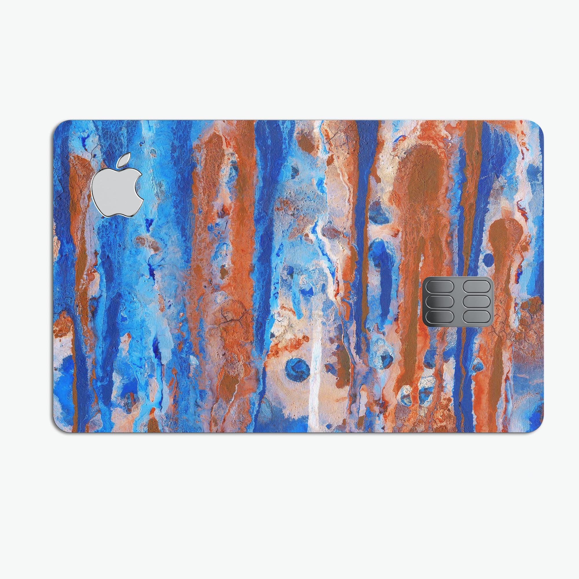 Abstract Wet Paint Rustic Blue Protective Decal Skin Apple Card | Blue Leto