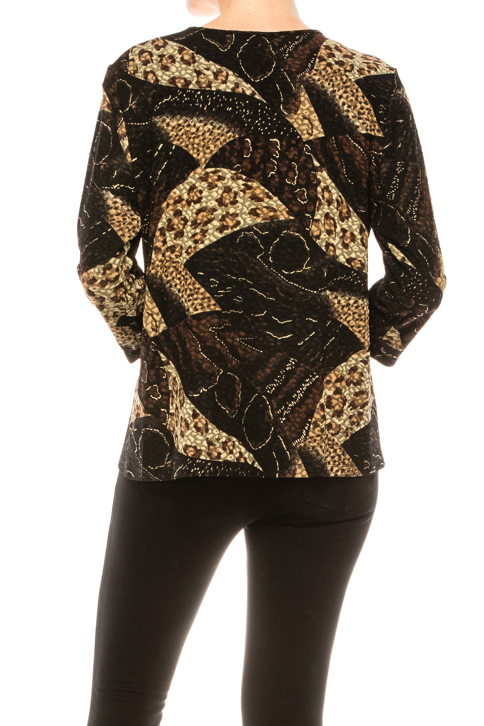 Allison Daley Textured Multi Print 3/4 Sleeve Blouse