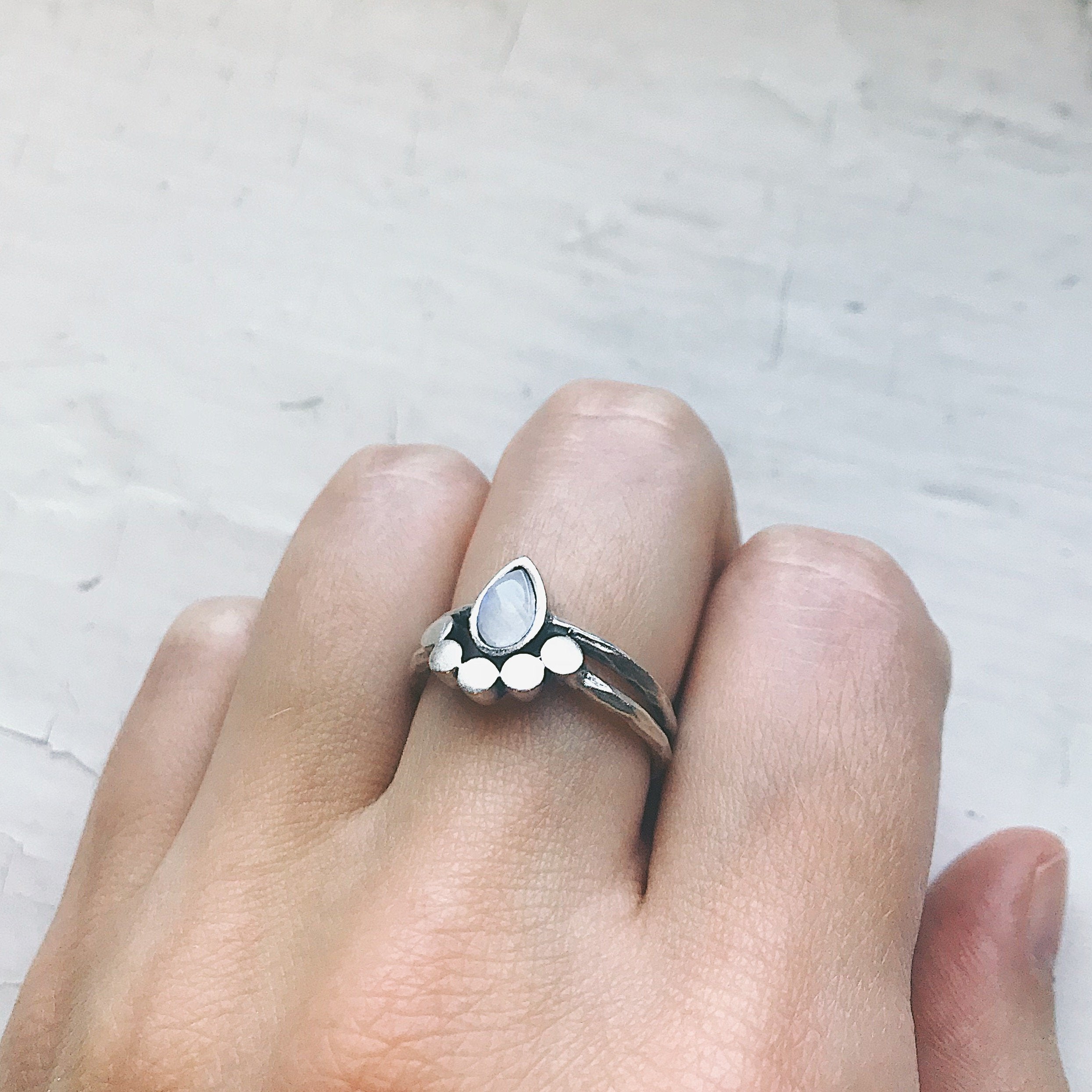 Moondrop Moonstone Ring | Purple Eunostus