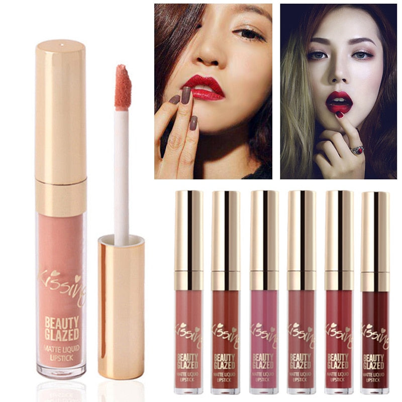 BEAUTY GLAZED 6pcs/Set Liquid Lipstick Lip Gloss