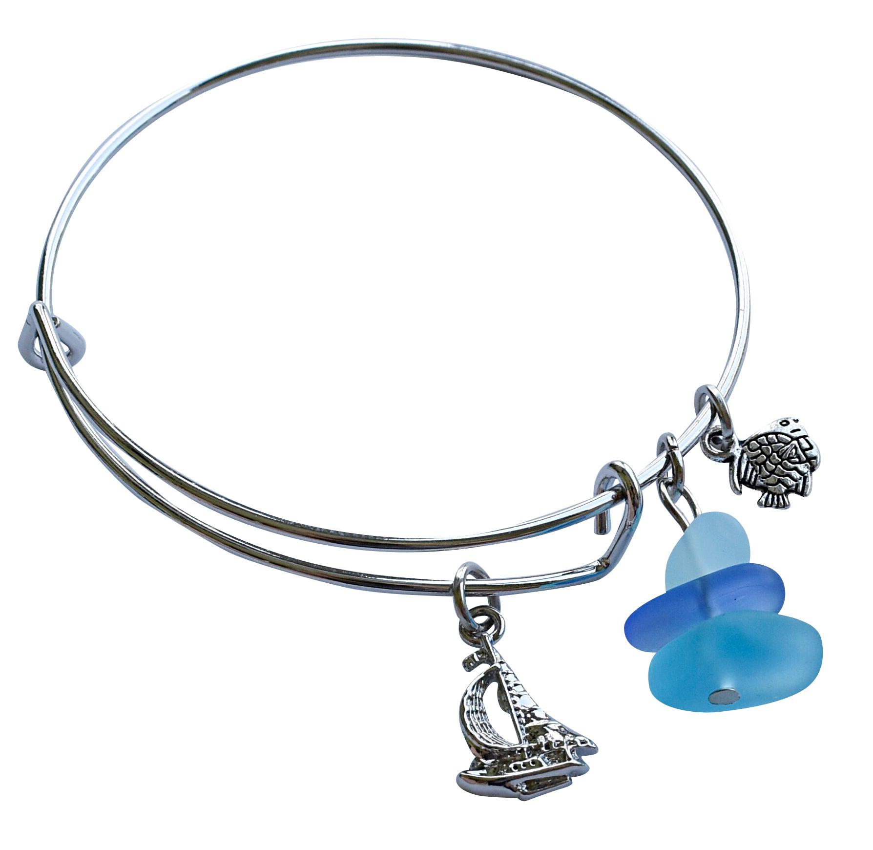 Sailboat Adjustable Bangle Bracelet | Blue Uranus