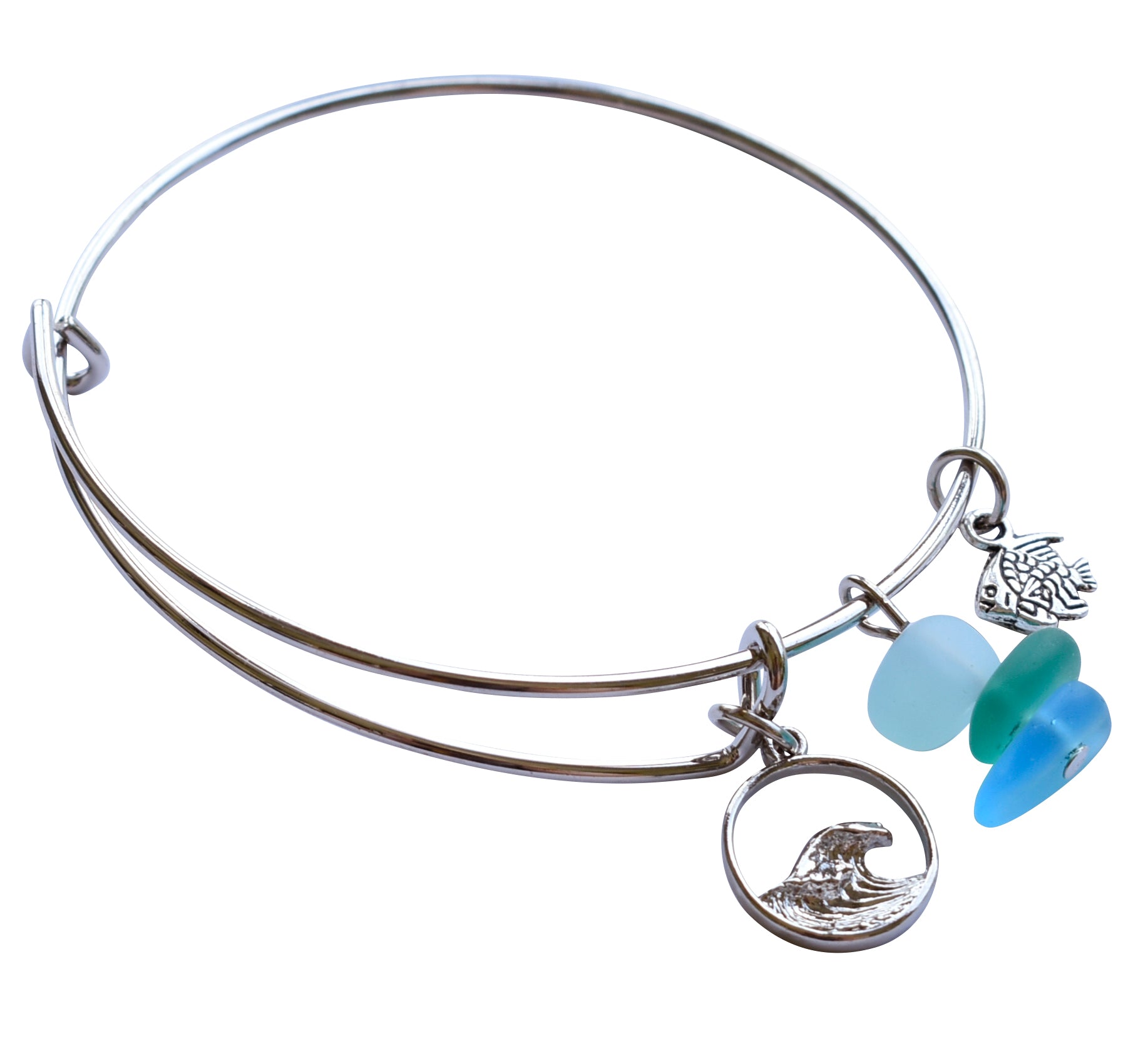 Ocean Wave Adjustable Bangle Bracelet | Blue Uranus