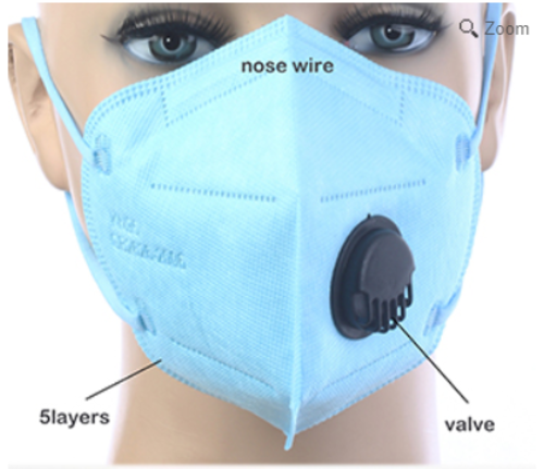 10 Colors KN95 Mask 5 Layers and Exhalation Valve