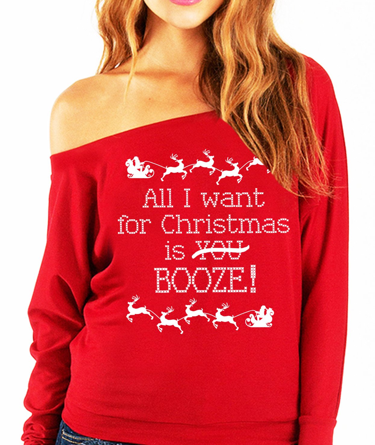 All I Want for Christmas is B00ZE! Slouchy Red