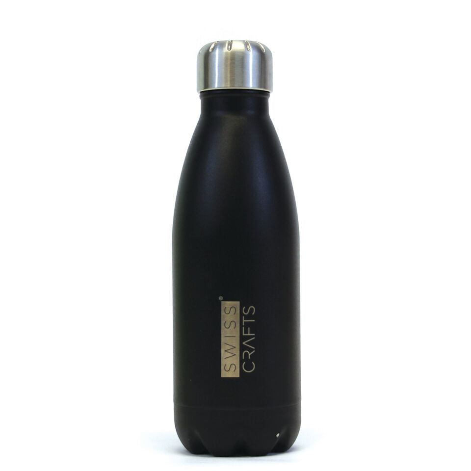 Swiss Craft PZ1000BLK 12 oz Double Wall Vacuum Insulated Water Bottle&