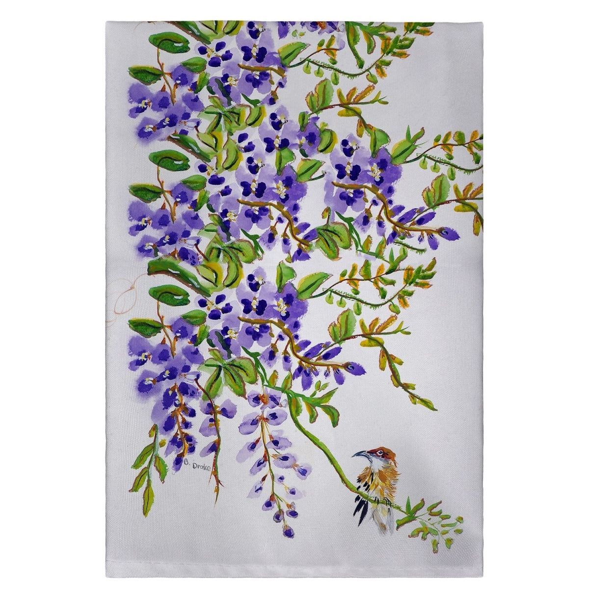 Betsy Drake GT959 20 x 20 in. Wisteria & Bird Guest Towel