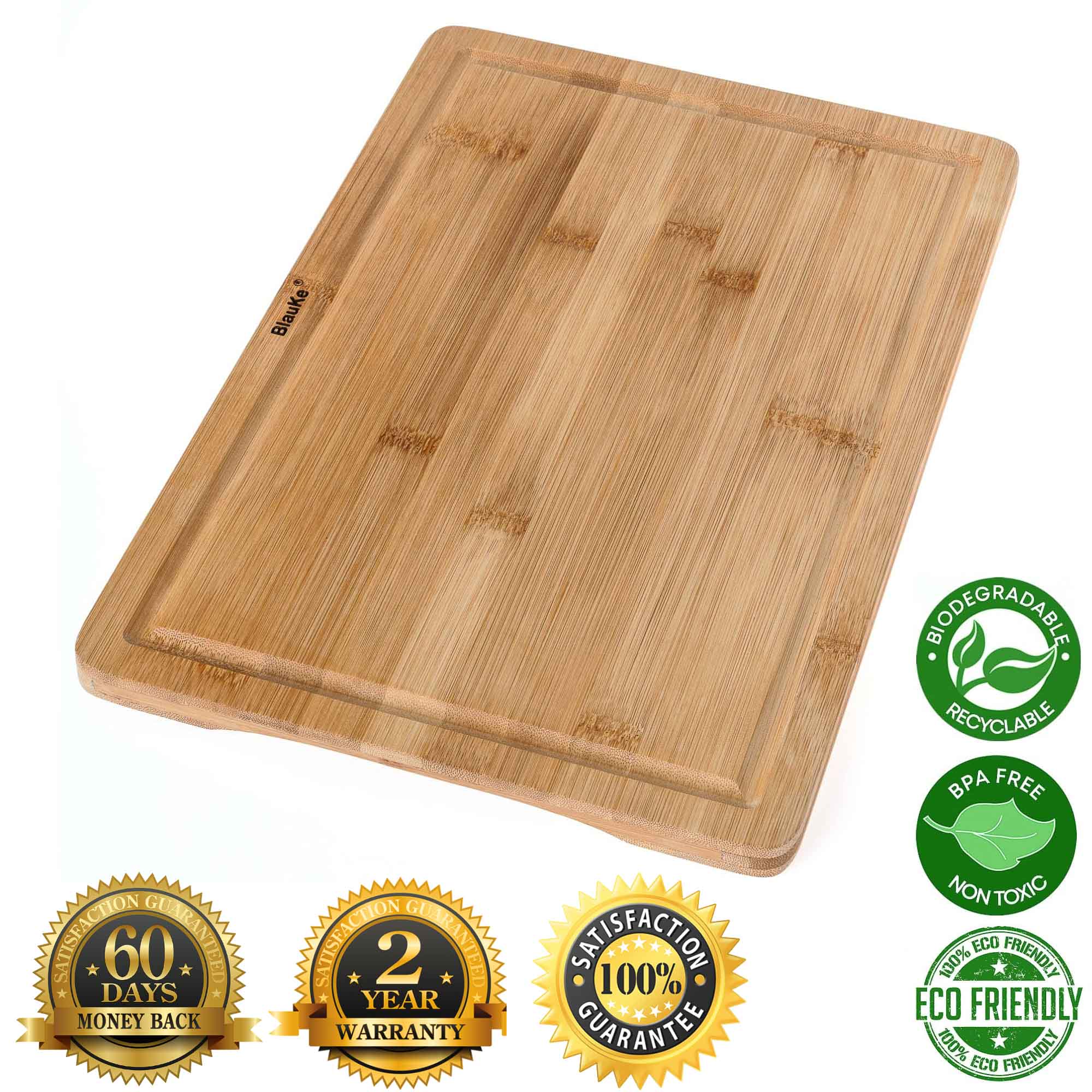 BlauKe Wood Cutting Board for Kitchen 15x10 inch - Wooden Serving Tray -