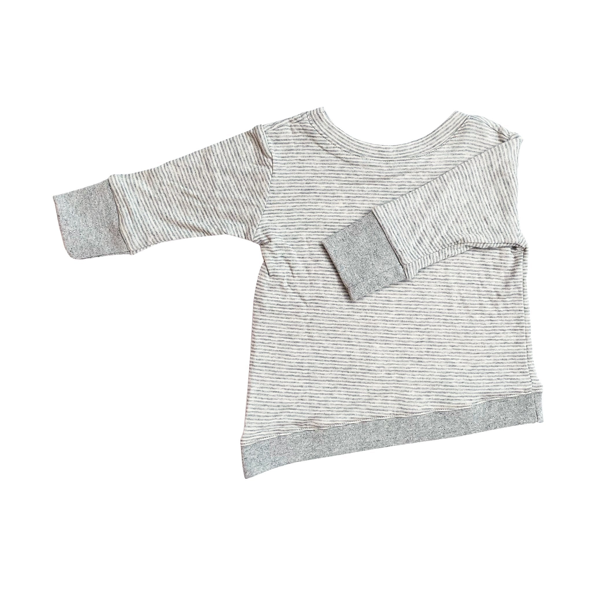 Asymmetric Pullover - Grey Skinny Stripes