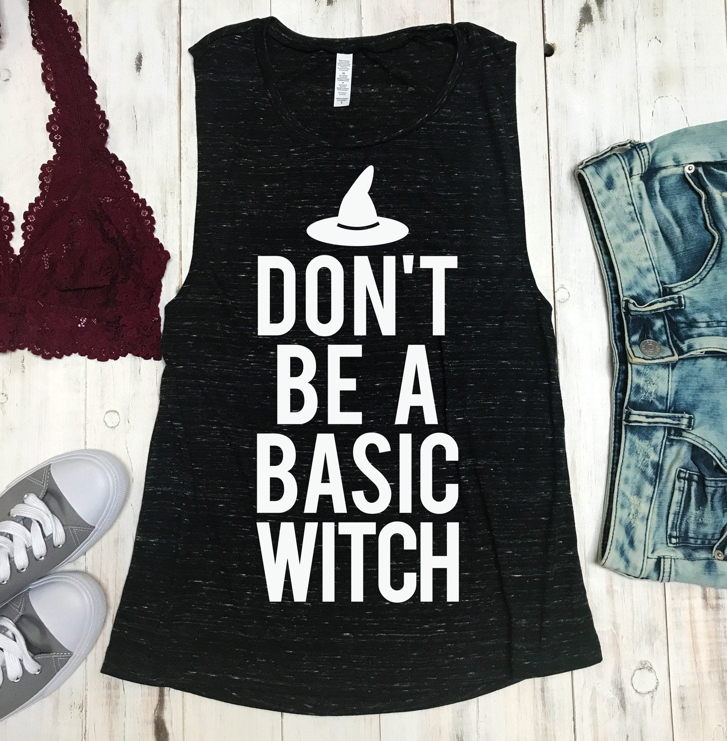 Don't Be a Basic Witch Marble Muscle Tank Top