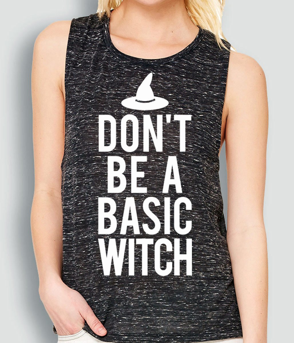 Don't Be a Basic Witch Marble Muscle Tank Top | Orange Apollo