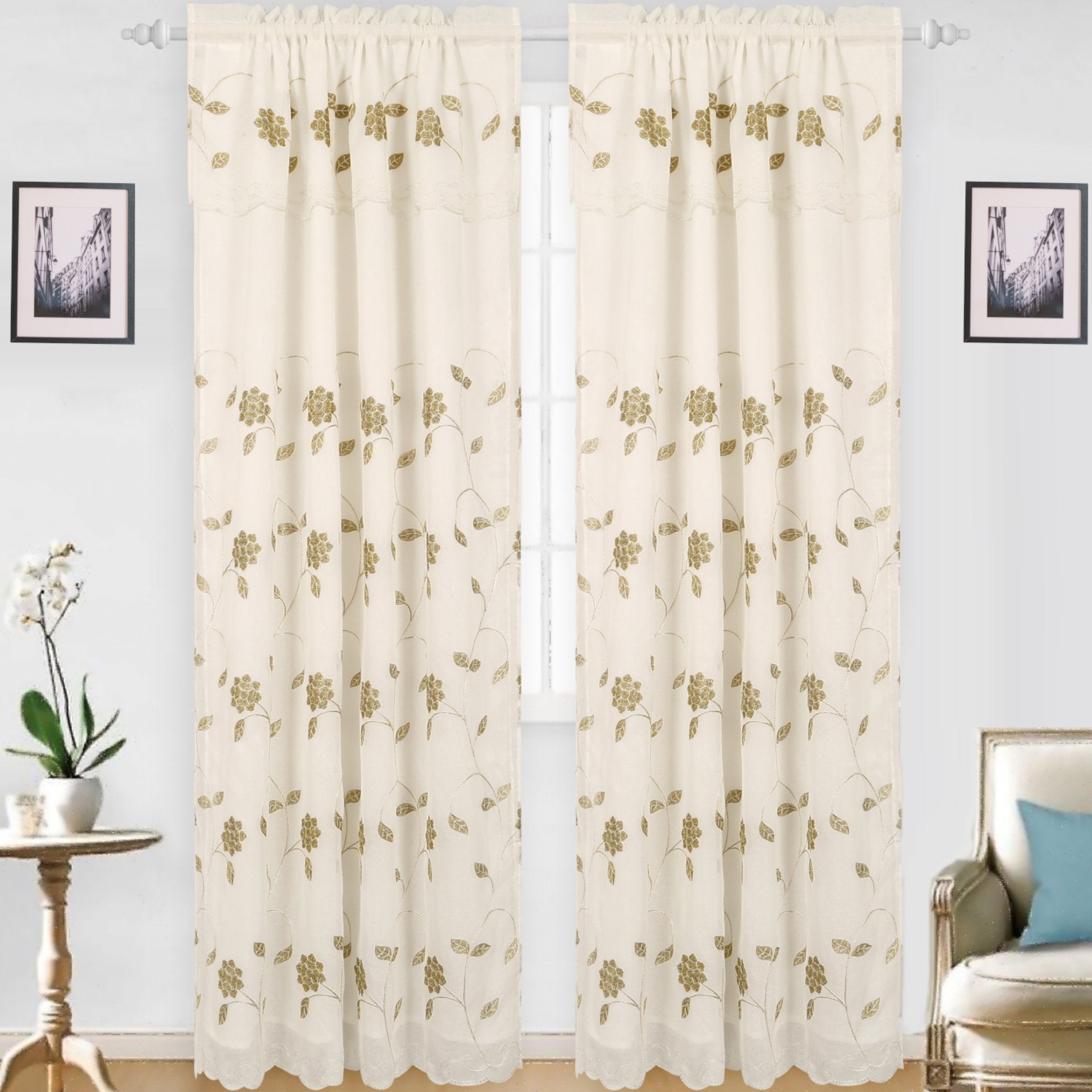 Aubrey - Snow Voile Embroidered Panel - Set of Two - Assorted Colors