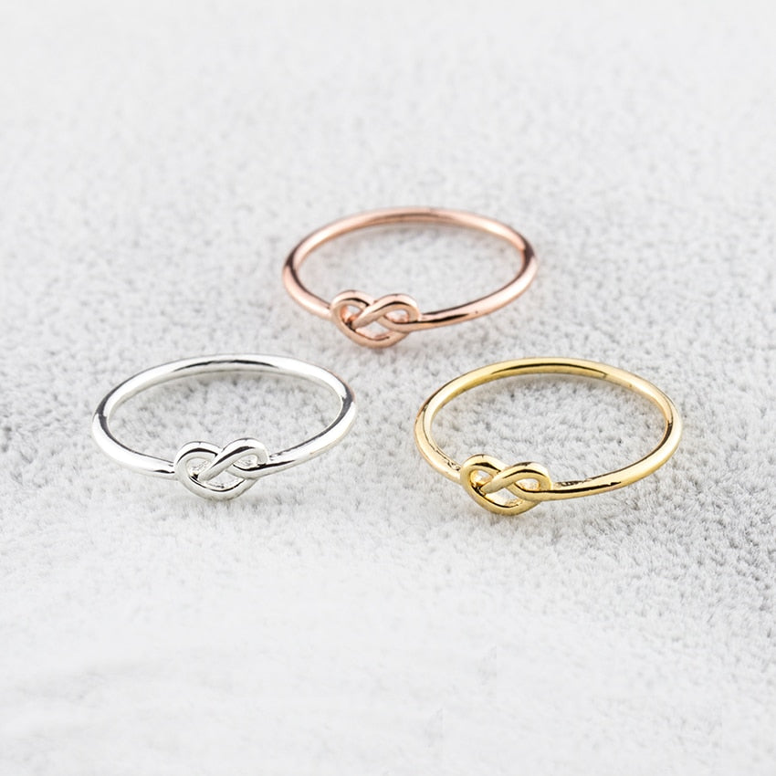 Best Gift Simple Knuckle Love Heart Knot Rings For | White Themis