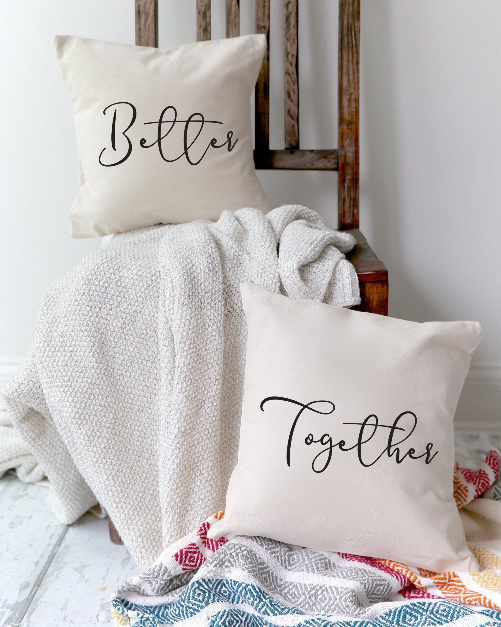 Better Together Cotton Canvas Pillow Covers, 2-Pack