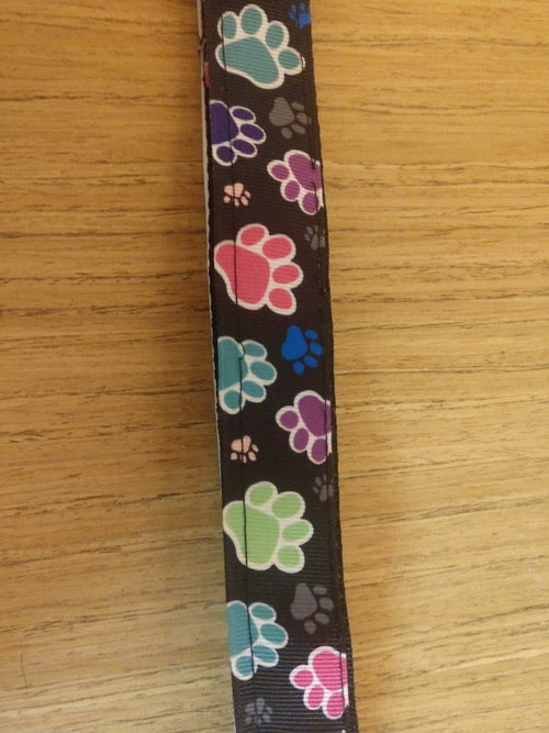 Pet Collar Colorful Paw Prints on Black (Large/Medium) - Zomdo Marketplace | Zomdo.com