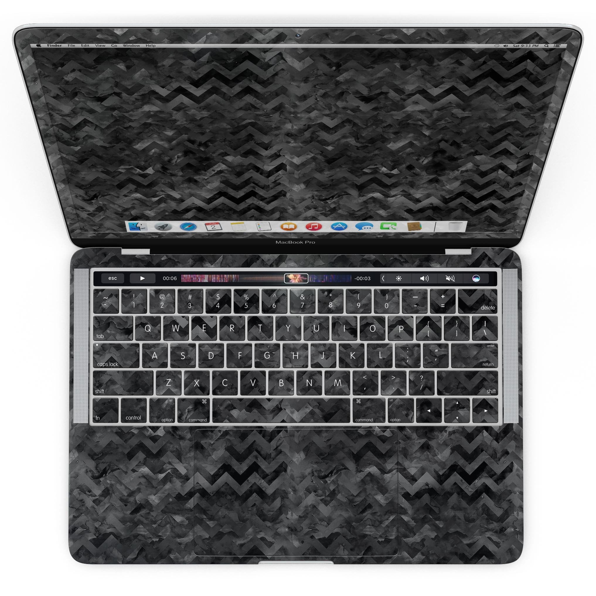 Black Basic Watercolor Chevron Pattern - MacBook Pro with Touch Bar
