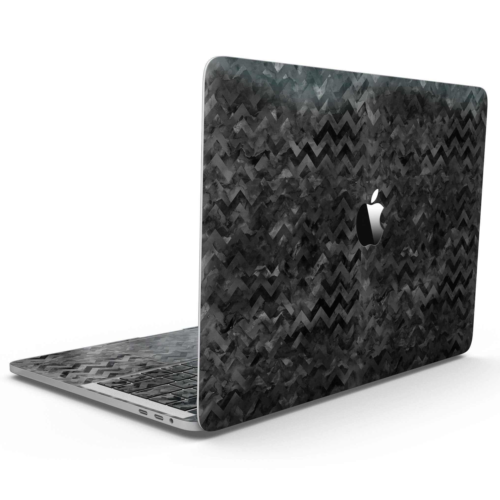 Black Basic Watercolor Chevron Pattern - MacBook Pro with Touch Bar | Blue Leto
