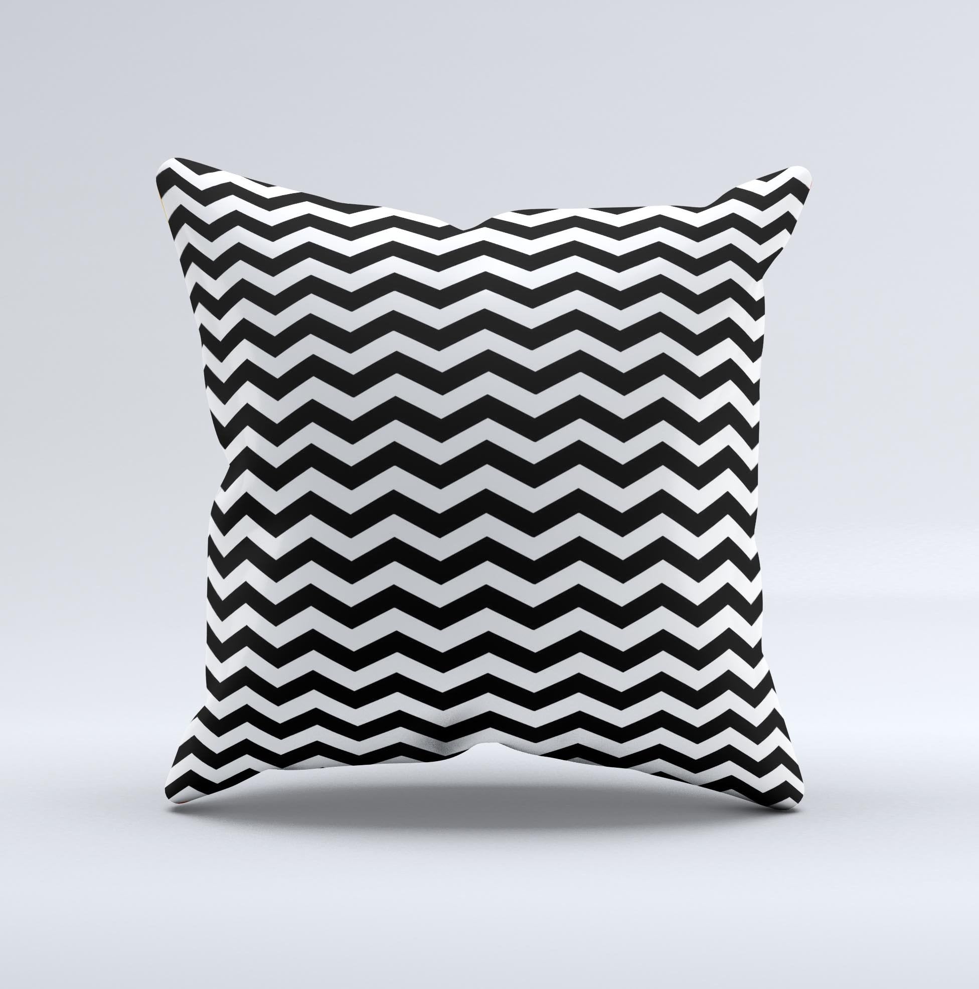 Black White Chevron Pattern V2 Ink-Fuzed Decorative Throw Pillow | Blue Leto