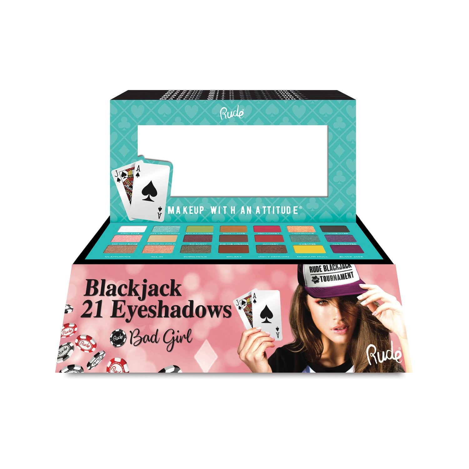 Blackjack 21 - Bad Girl Eyeshadow Palette Display Set, 24pcs | Gold Thanatos