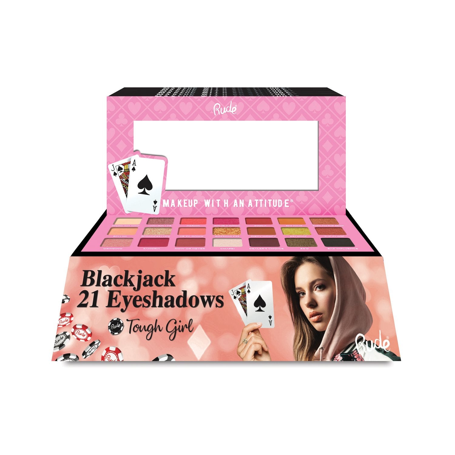 Blackjack 21 - Tough Girl Eyeshadow Palette Display Set, 24pcs | Gold Thanatos