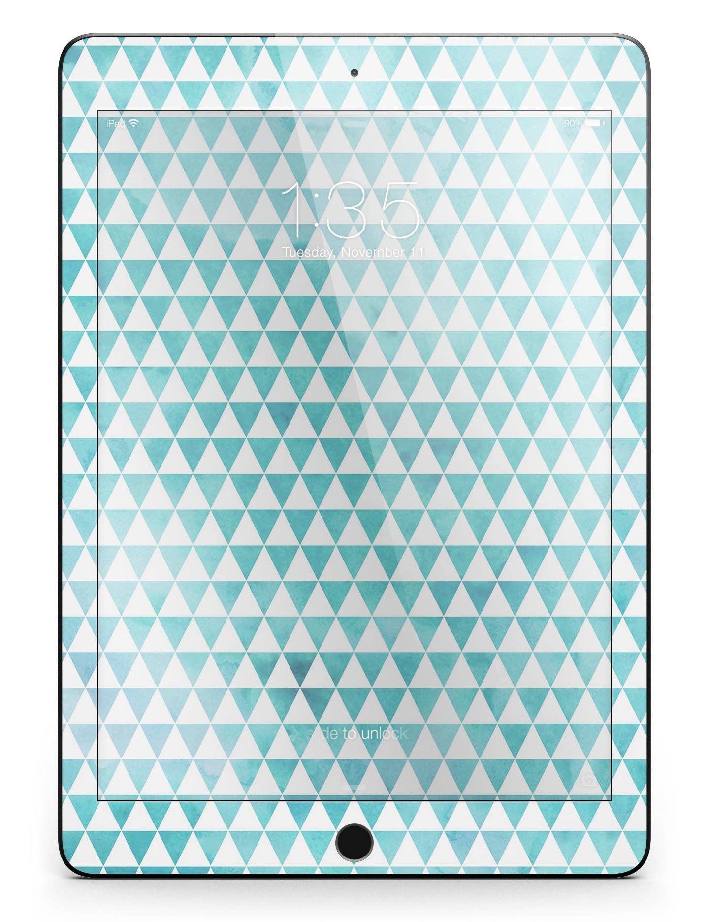 Blue-Green Watercolor Triangle Pattern Full Body Skin for the iPad Pro