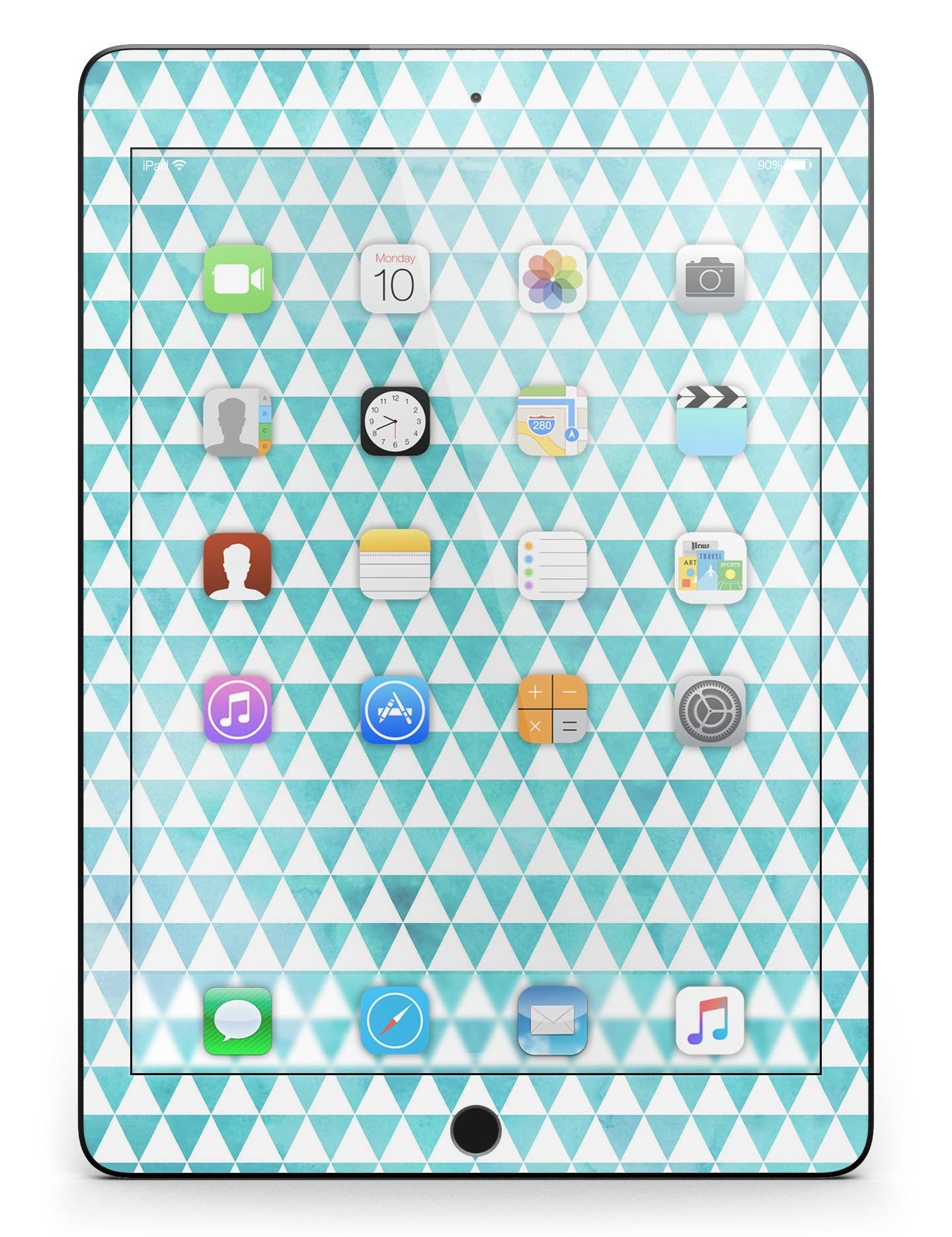 Blue-Green Watercolor Triangle Pattern Full Body Skin for the iPad Pro