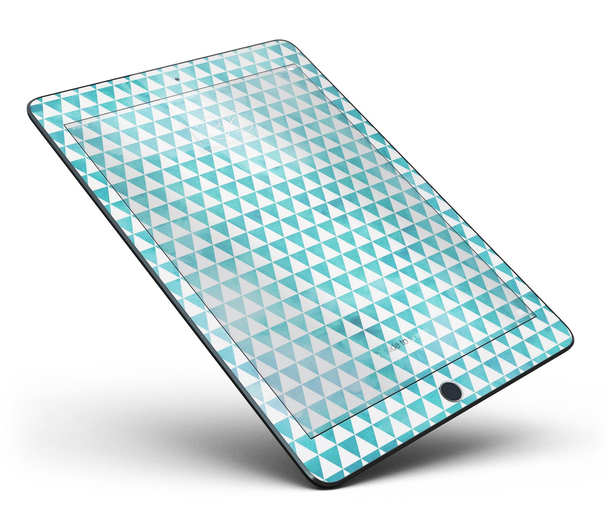 Blue-Green Watercolor Triangle Pattern Full Body Skin for the iPad Pro