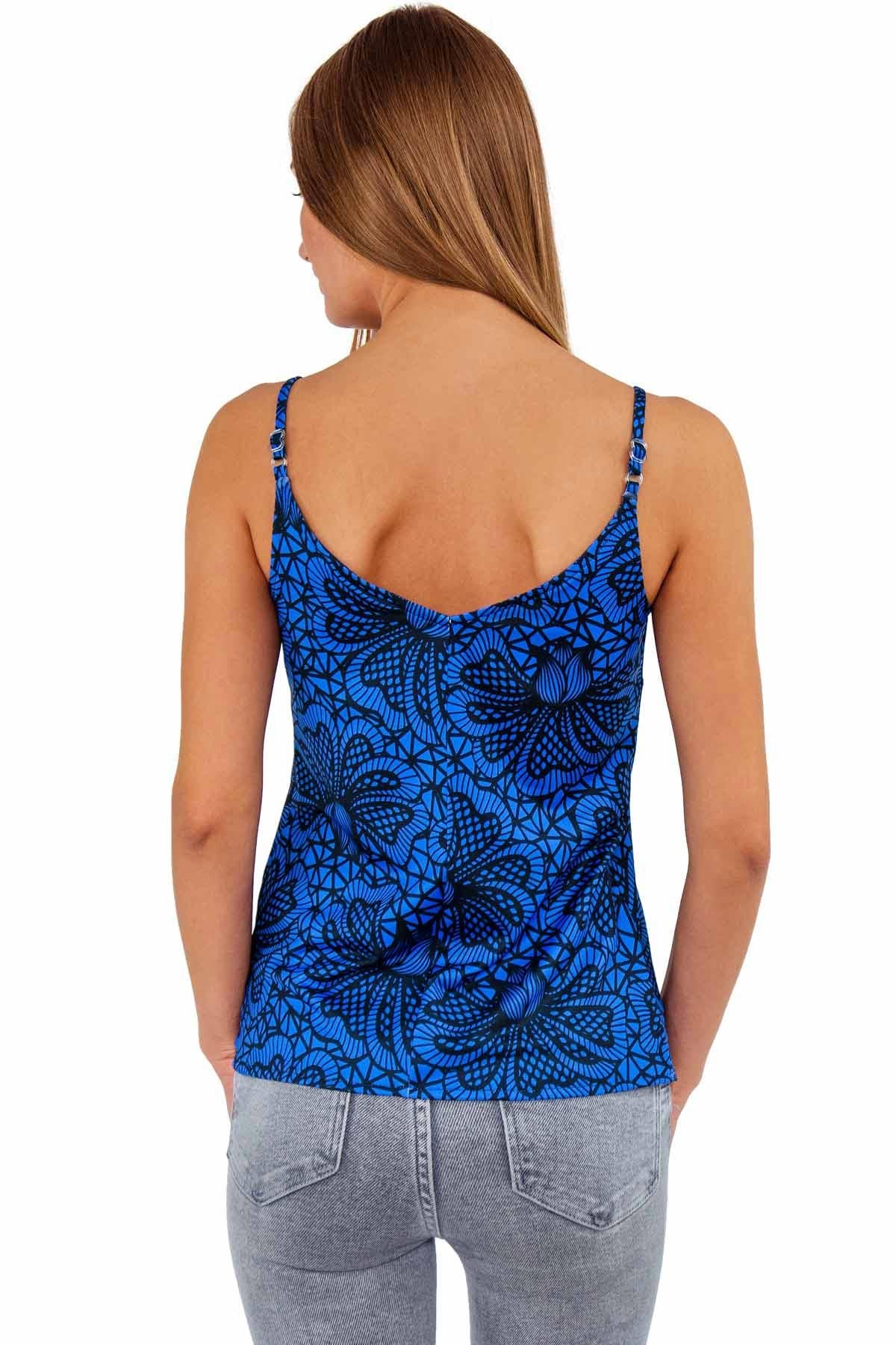 Blue Soulmate Ella Lace Print V-Neck Camisole - Women