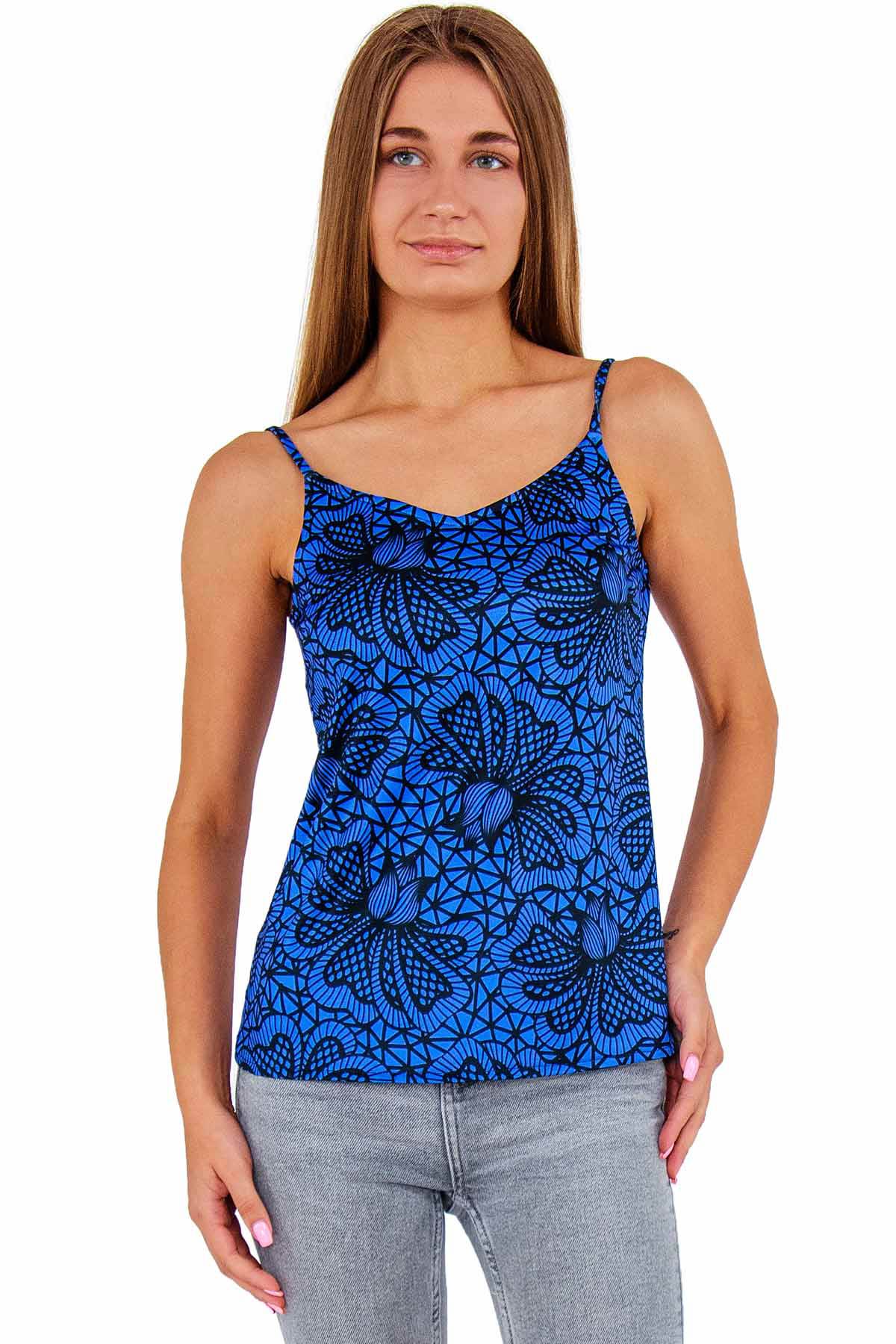 Blue Soulmate Ella Lace Print V-Neck Camisole - Women | Ochre Molly