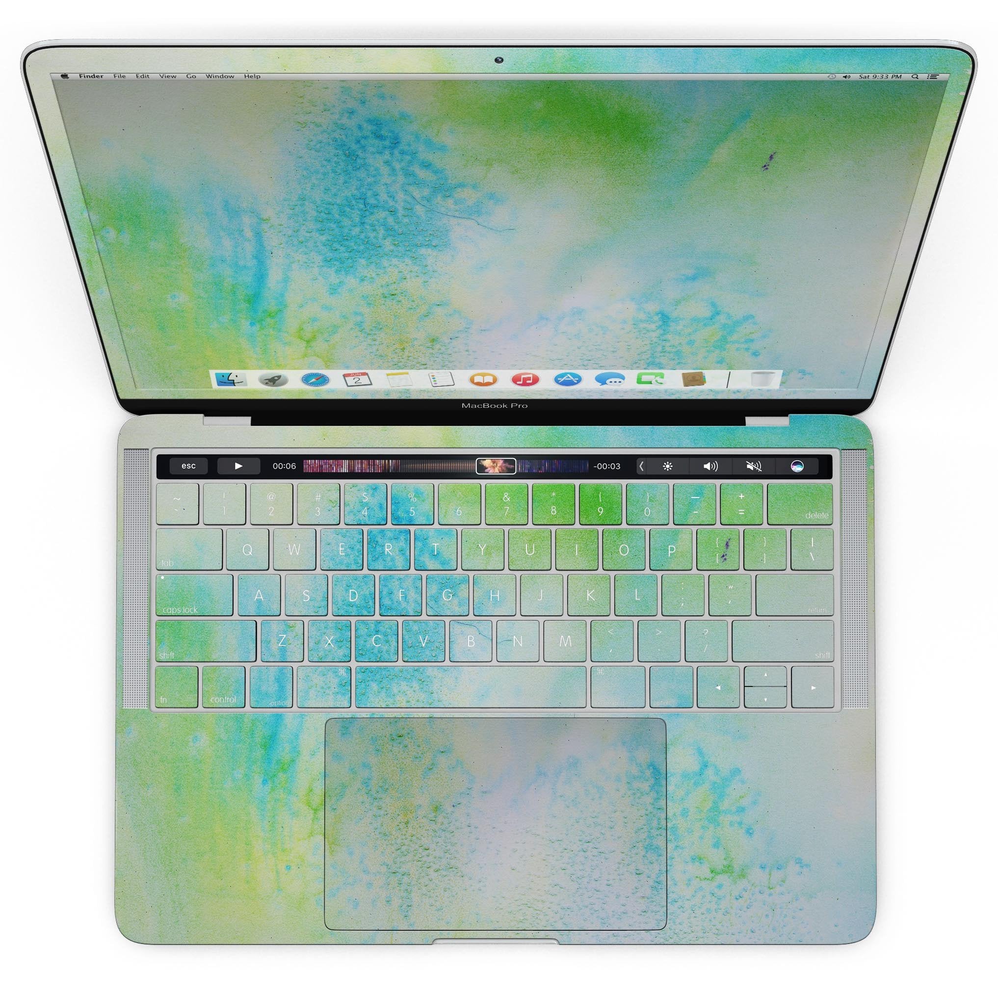 Blue to Green 4221 Absorbed Watercolor Texture - MacBook Pro with