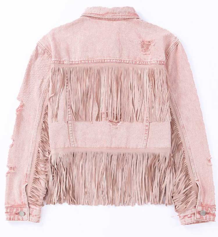 PINK FRINGE DENIM JACKET