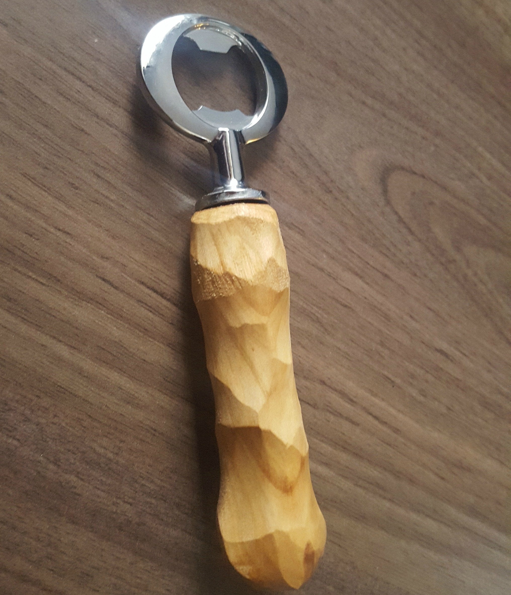 Bottle Opener, Handcarved, Chrome Finish