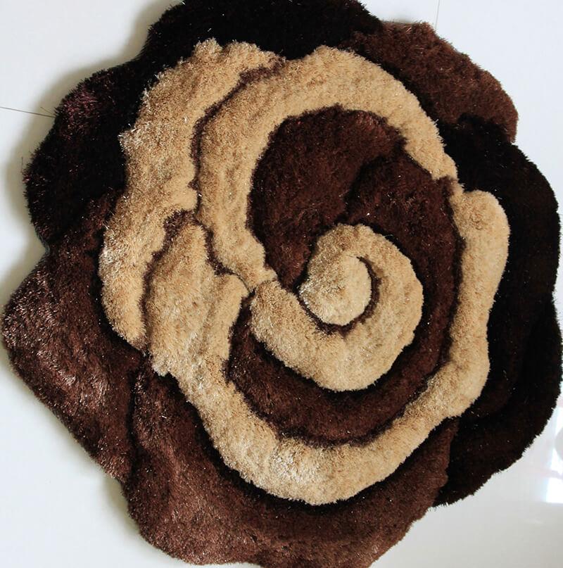 Brown and Beige Flower Decorative Rug