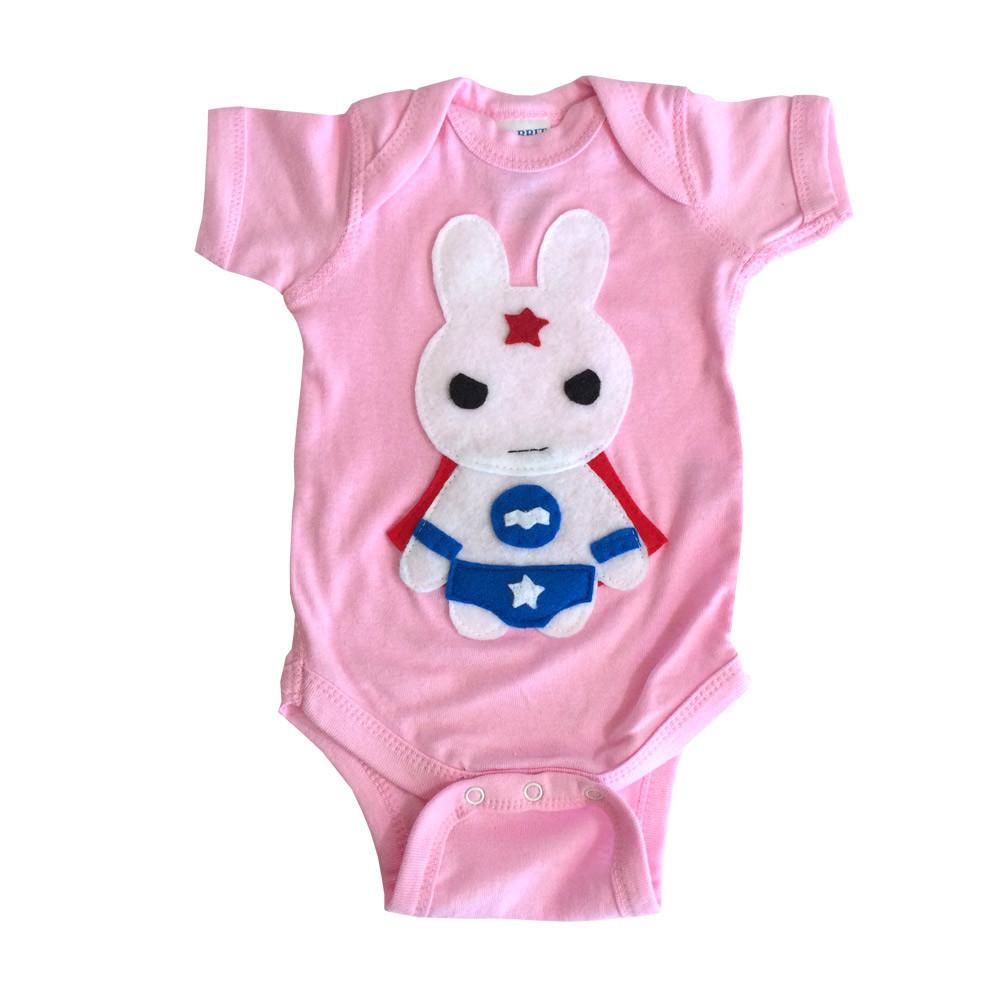 Super Hero Onesie -Team Super Animals - Star Bunny Infant Bodysuit -