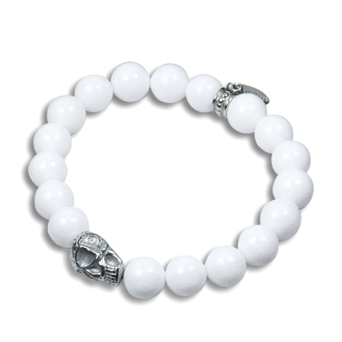 Skull and Stones( white ) Stretch Bracelet