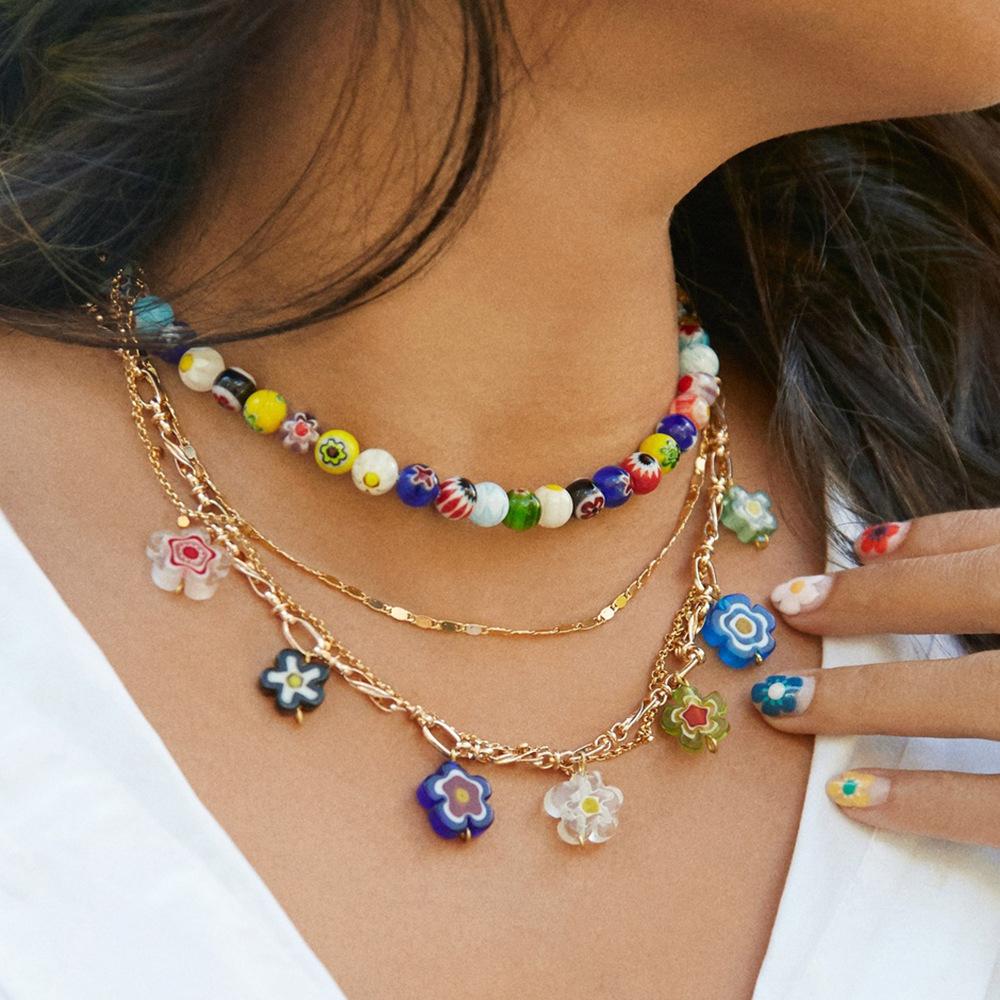 Candice Layered Multi-Color 2 PC Layered Necklace | Yellow Pandora