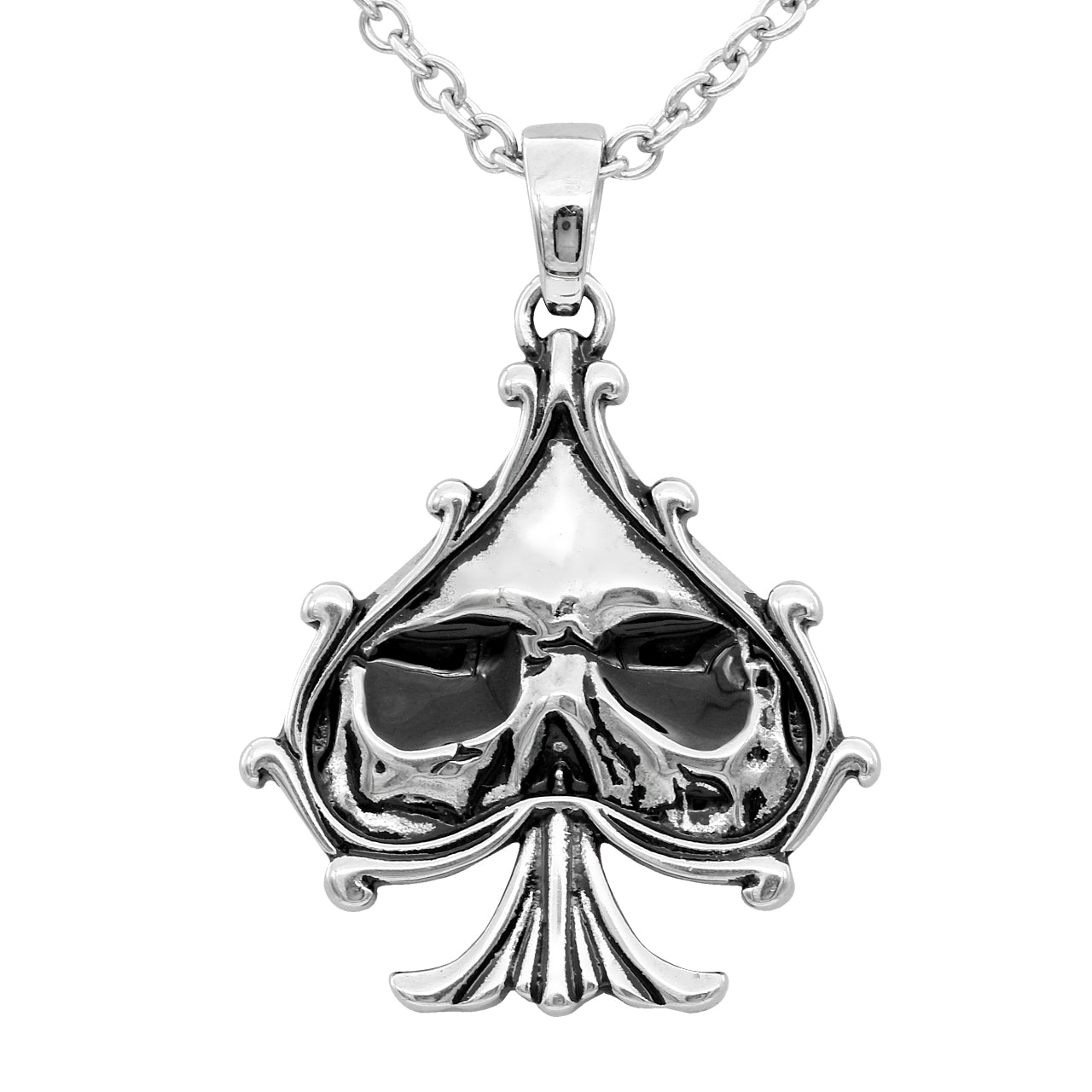 Skull Black Spade Necklace | Blue Asteria